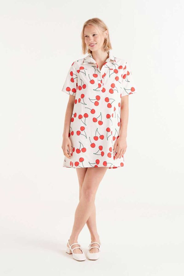 Short cherry print dress