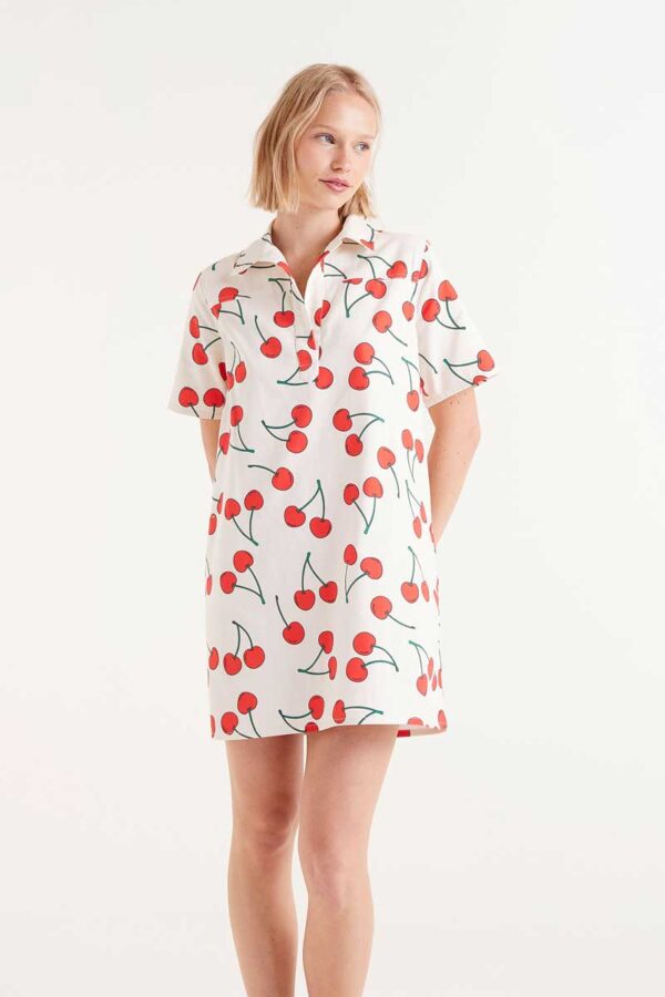 Short cherry print dress