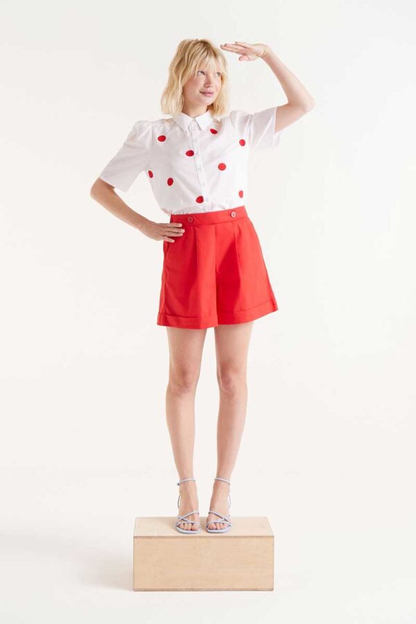 Red polka dot shirt