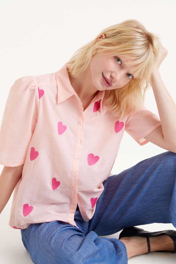 Pink heart print shirt