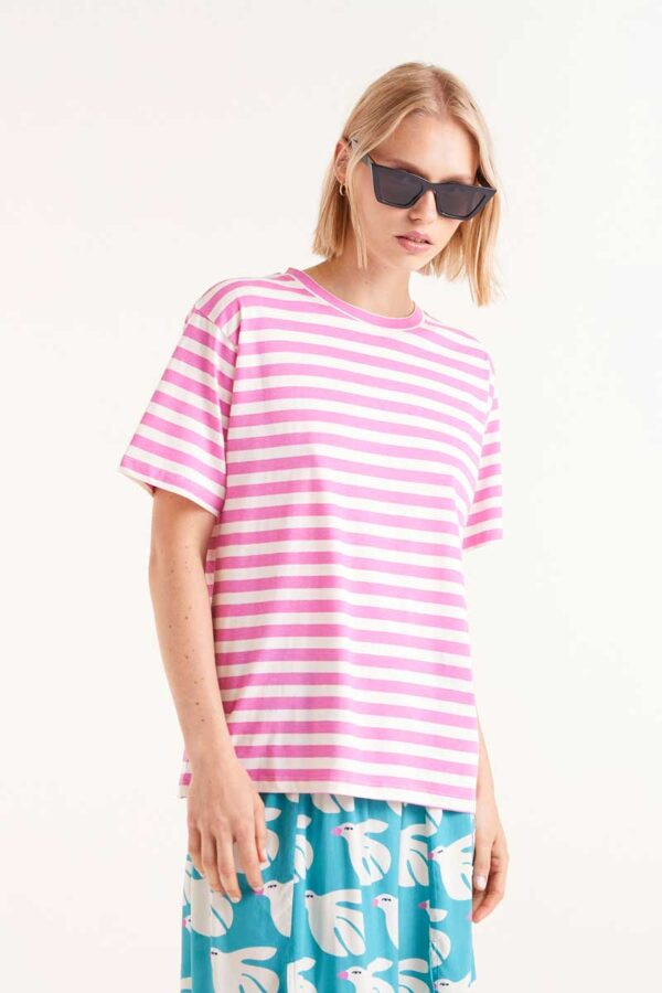 Pink striped t-shirt